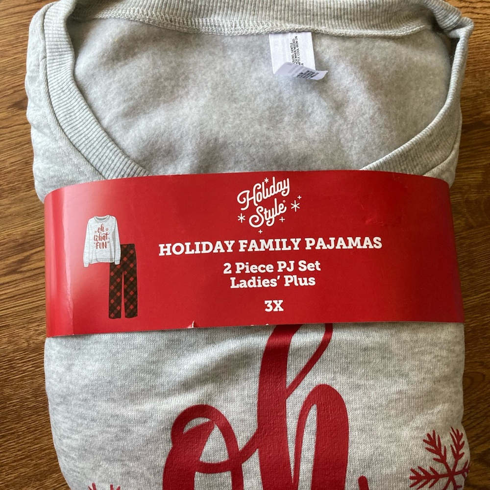 Holiday Style Gray and Red Family Pajamas 3X